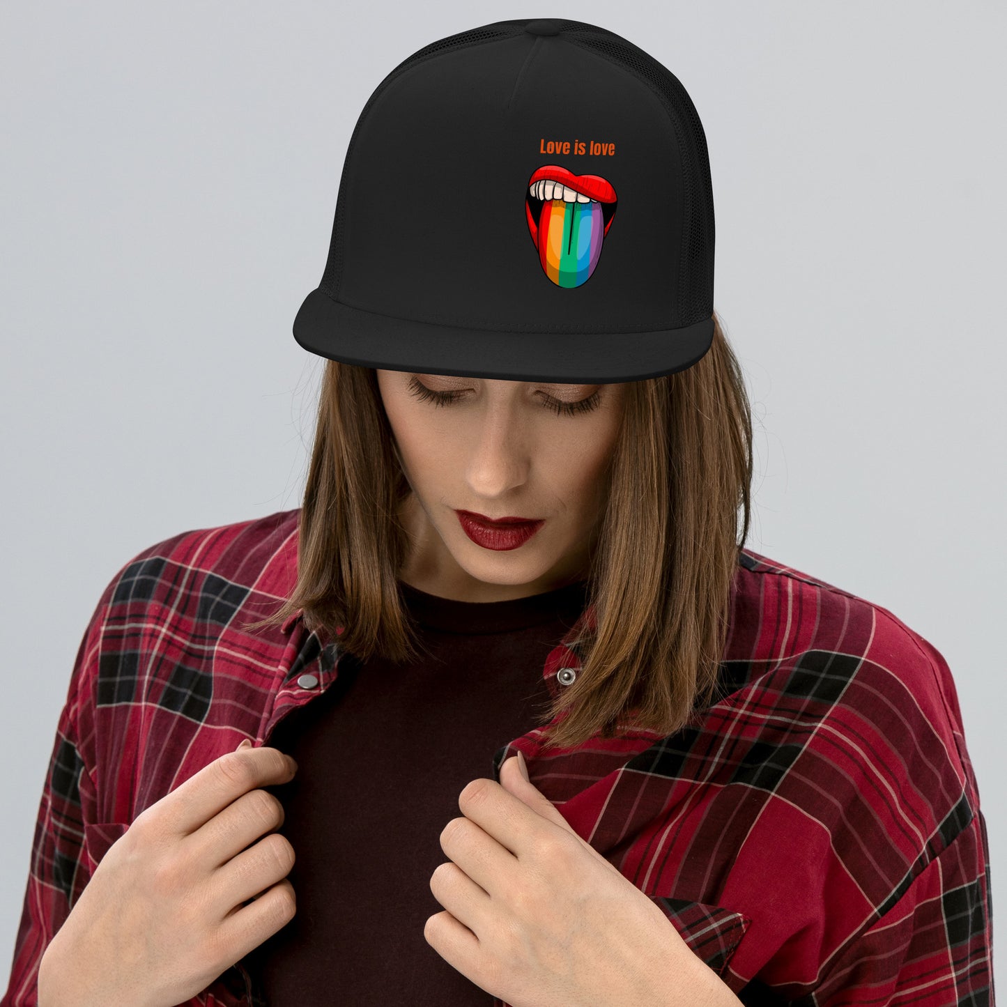 Love Is Love Open Mouth Snapback Hat | Swinger, ENM & Pride Lifestyle Headwear – DK Apparel – DK Apparel lifestyle clothing