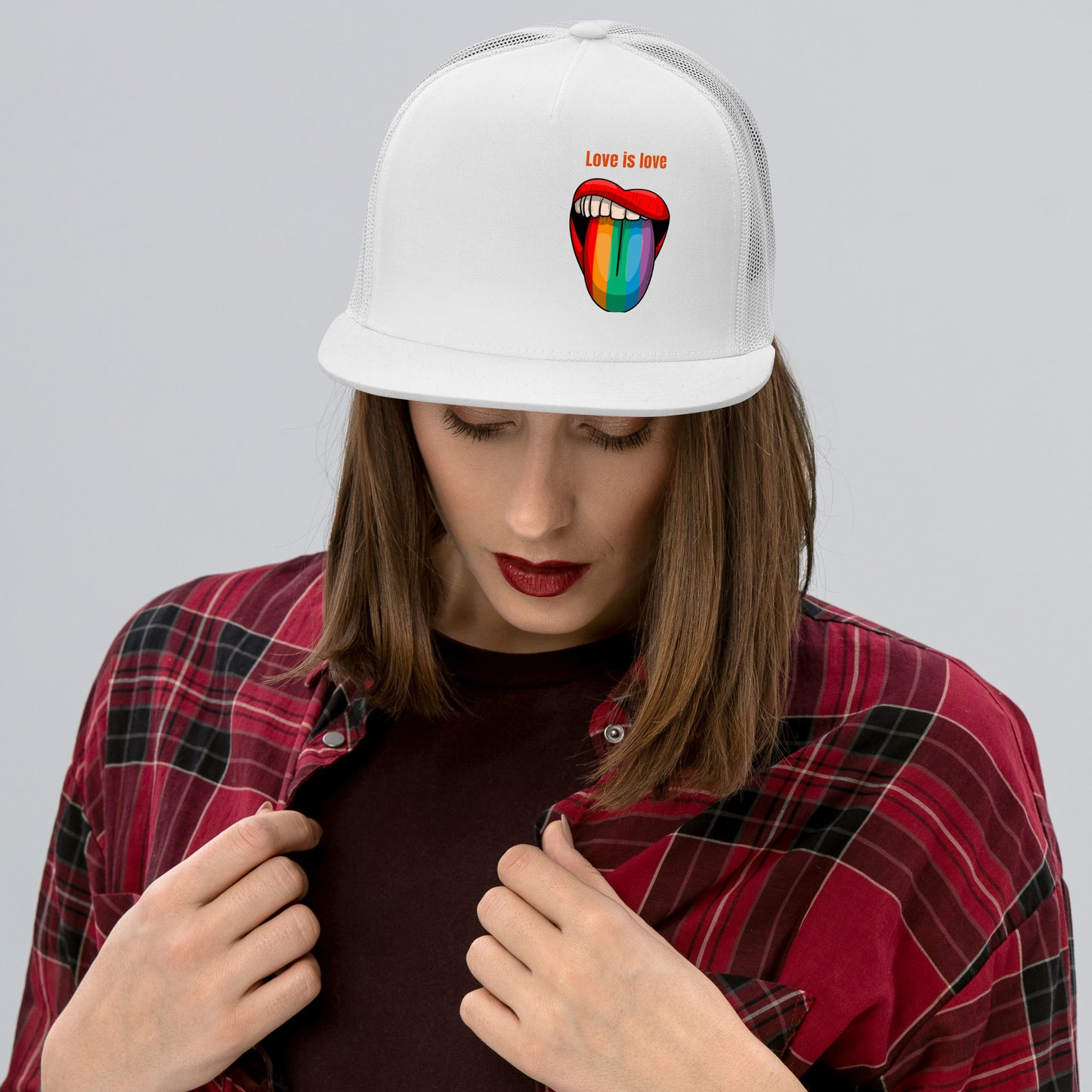 Love Is Love Open Mouth Snapback Hat | Swinger, ENM & Pride Lifestyle Headwear – DK Apparel – DK Apparel lifestyle clothing