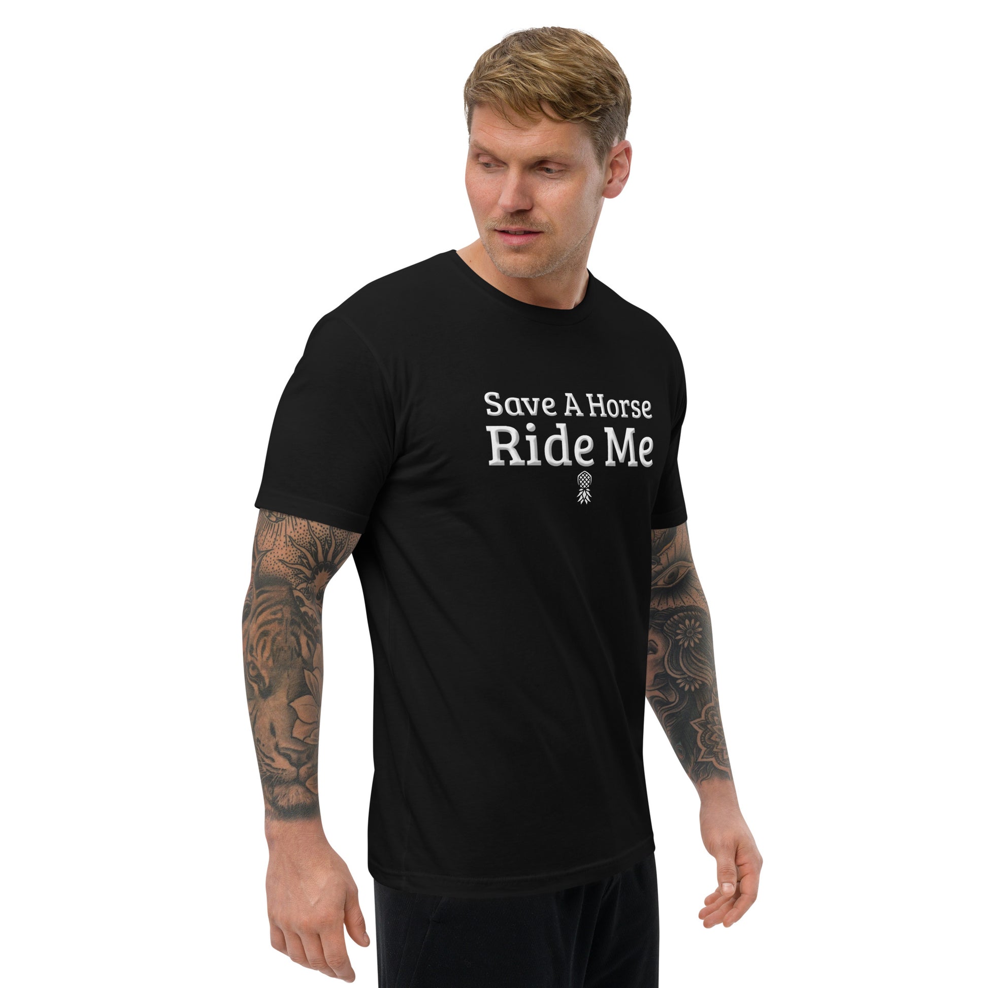 Save A Horse, Ride Me Short Sleeve Fitted T-Shirt | Swinger & ENM Lifestyle Apparel – DK Apparel – DK Apparel lifestyle clothing