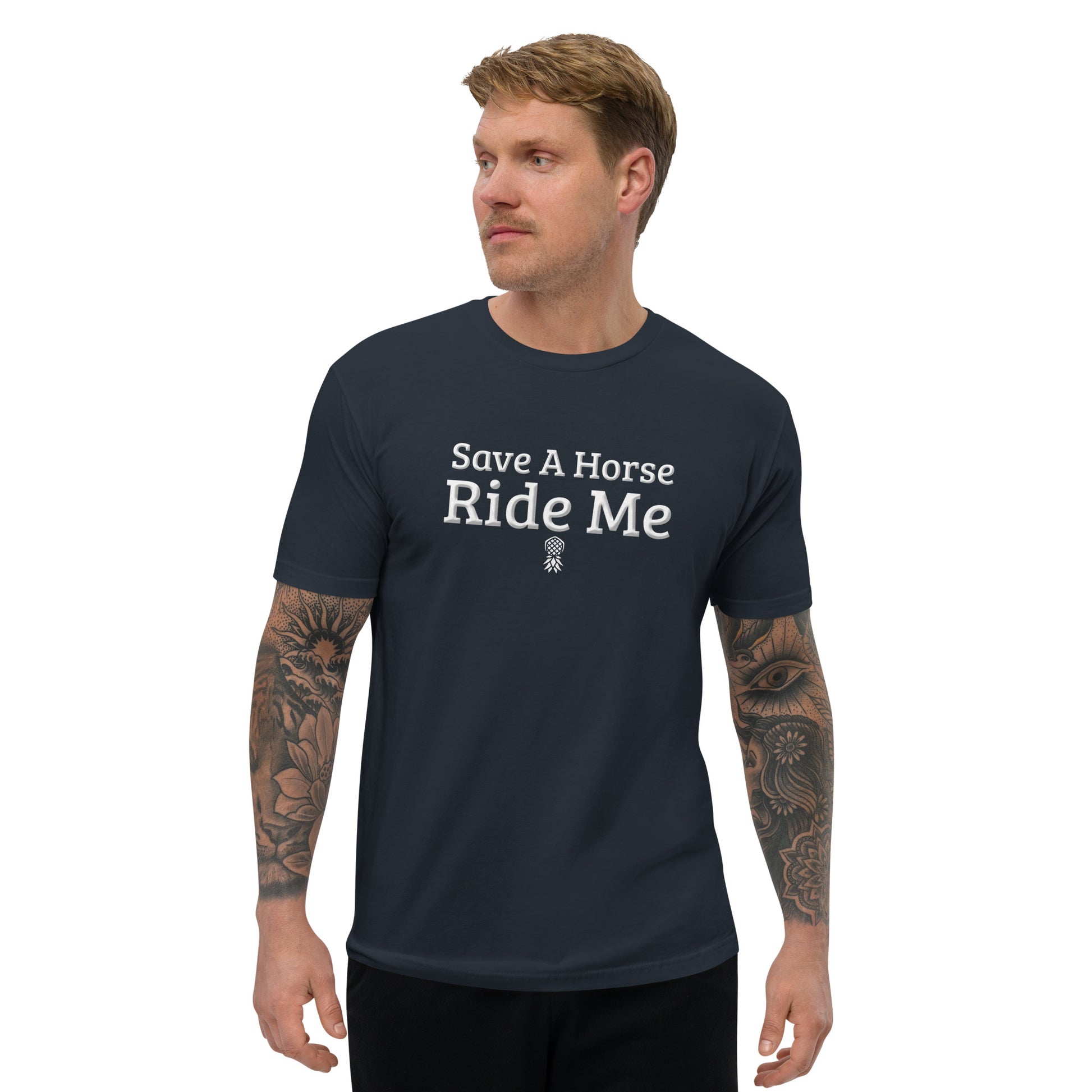 Save A Horse, Ride Me Short Sleeve Fitted T-Shirt | Swinger & ENM Lifestyle Apparel – DK Apparel – DK Apparel lifestyle clothing