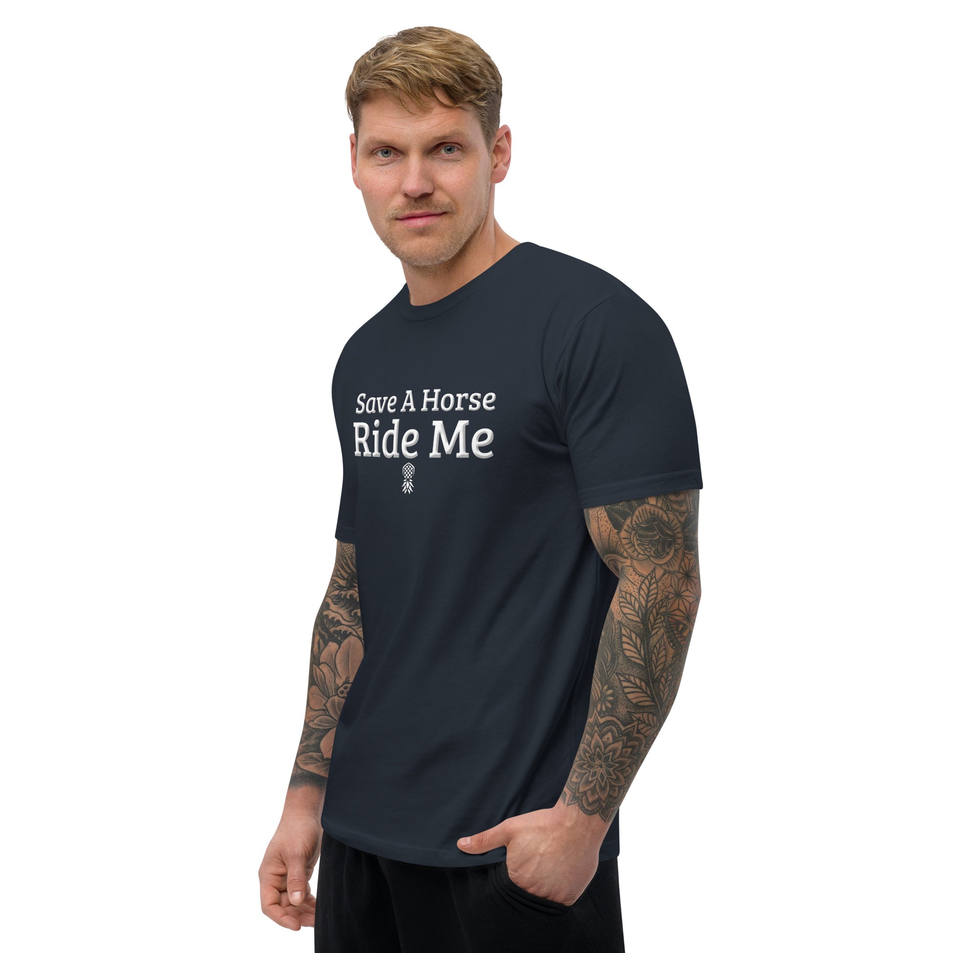 Save A Horse, Ride Me Short Sleeve Fitted T-Shirt | Swinger & ENM Lifestyle Apparel – DK Apparel – DK Apparel lifestyle clothing