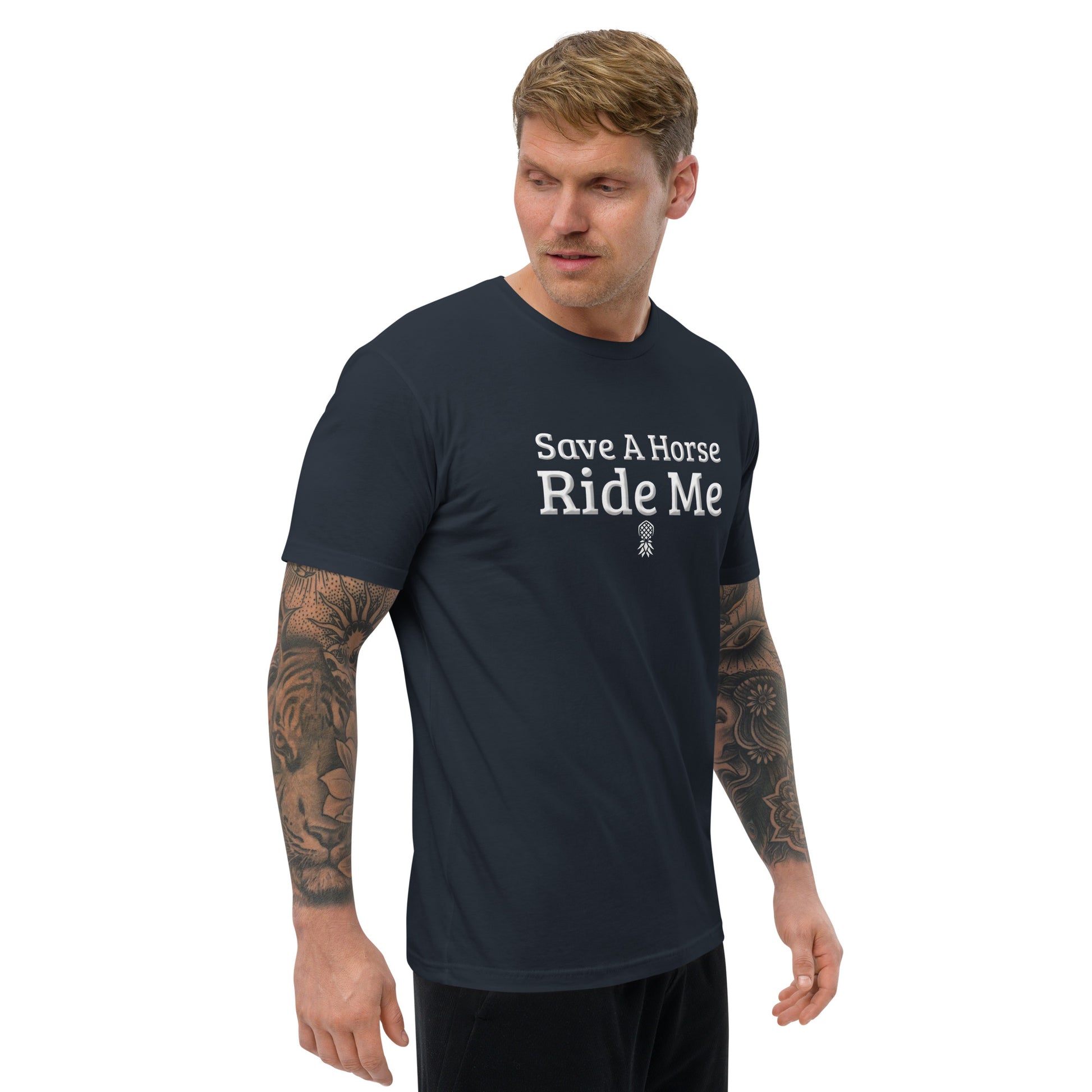 Save A Horse, Ride Me Short Sleeve Fitted T-Shirt | Swinger & ENM Lifestyle Apparel – DK Apparel – DK Apparel lifestyle clothing
