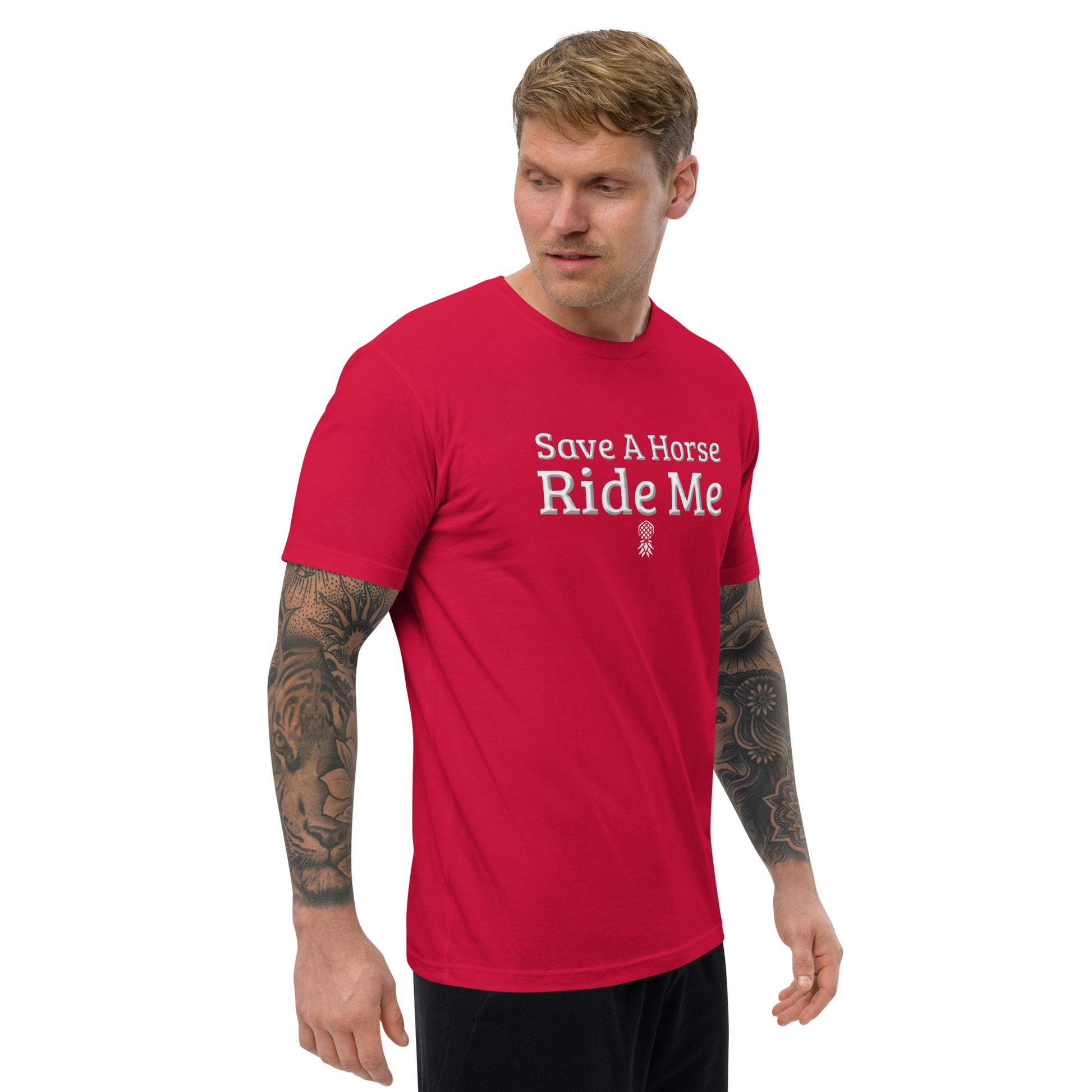 Save A Horse, Ride Me Short Sleeve Fitted T-Shirt | Swinger & ENM Lifestyle Apparel – DK Apparel – DK Apparel lifestyle clothing