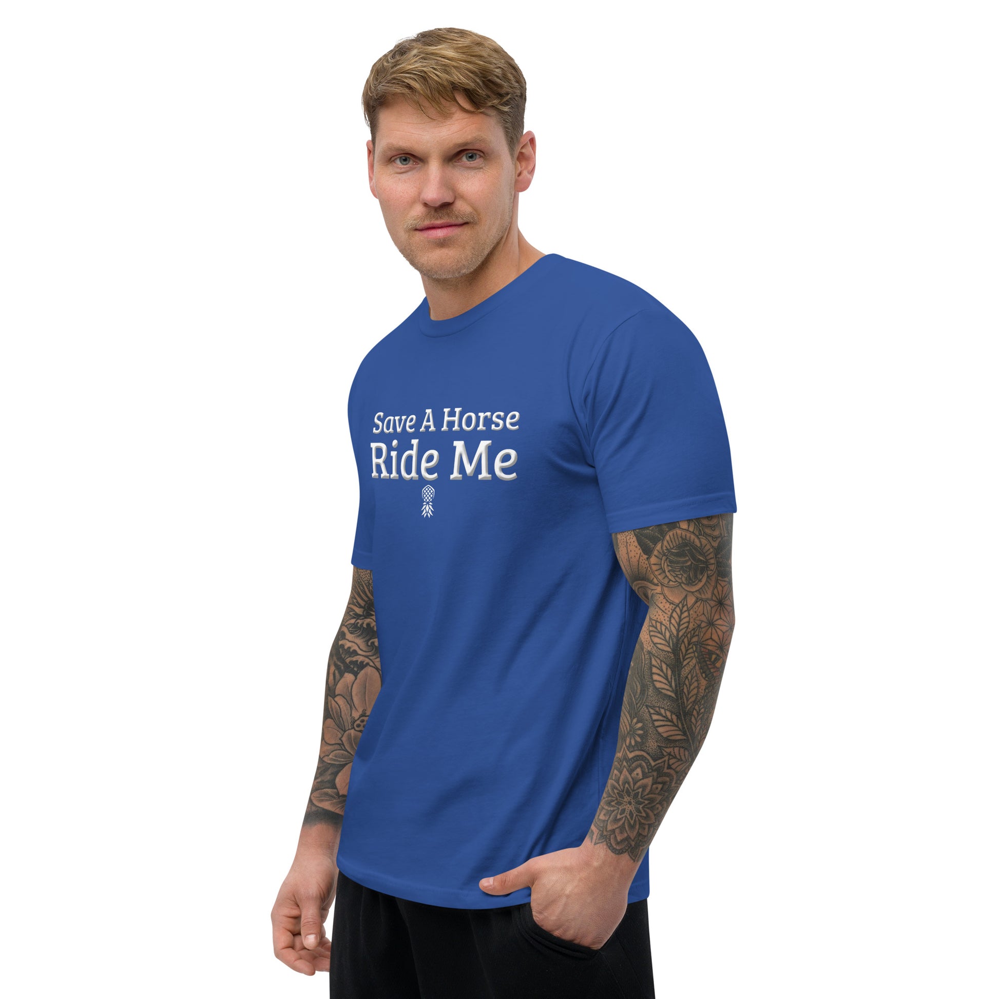 Save A Horse, Ride Me Short Sleeve Fitted T-Shirt | Swinger & ENM Lifestyle Apparel – DK Apparel – DK Apparel lifestyle clothing
