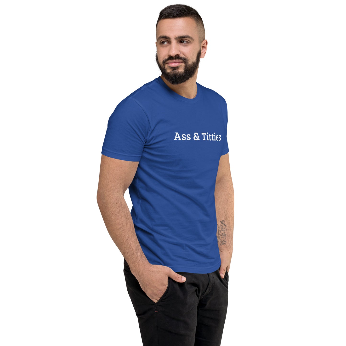 Ass & Titties Short Sleeve Fitted T-Shirt | Swinger & ENM Lifestyle Apparel – DK Apparel – DK Apparel lifestyle clothing