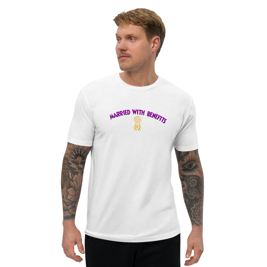 Married With Benefits Short Sleeve Fitted T-Shirt | Swinger & ENM Lifestyle Apparel – DK Apparel – DK Apparel lifestyle clothing