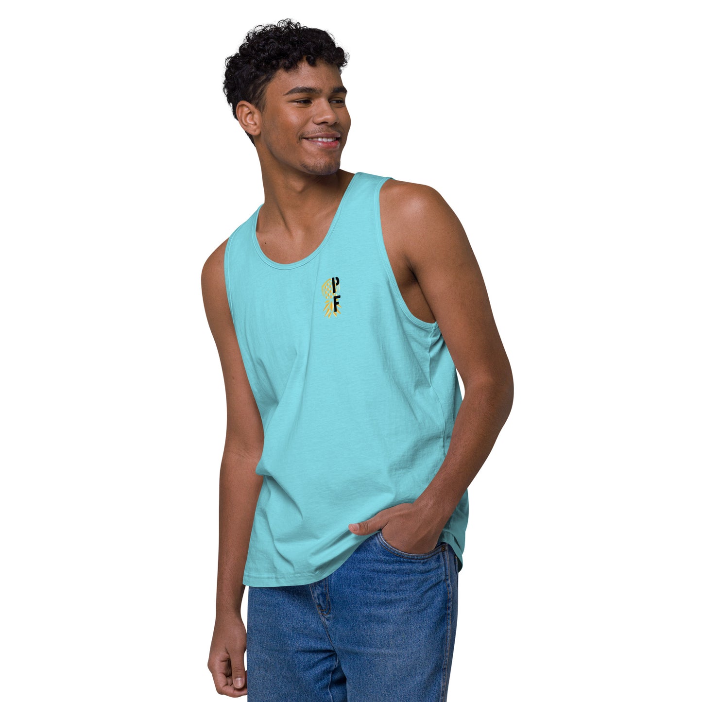 PF Alt Logo Men’s Premium Tank Top – Pineapple Fitness Lifestyle & ENM Apparel | DK Apparel – DK Apparel lifestyle clothing