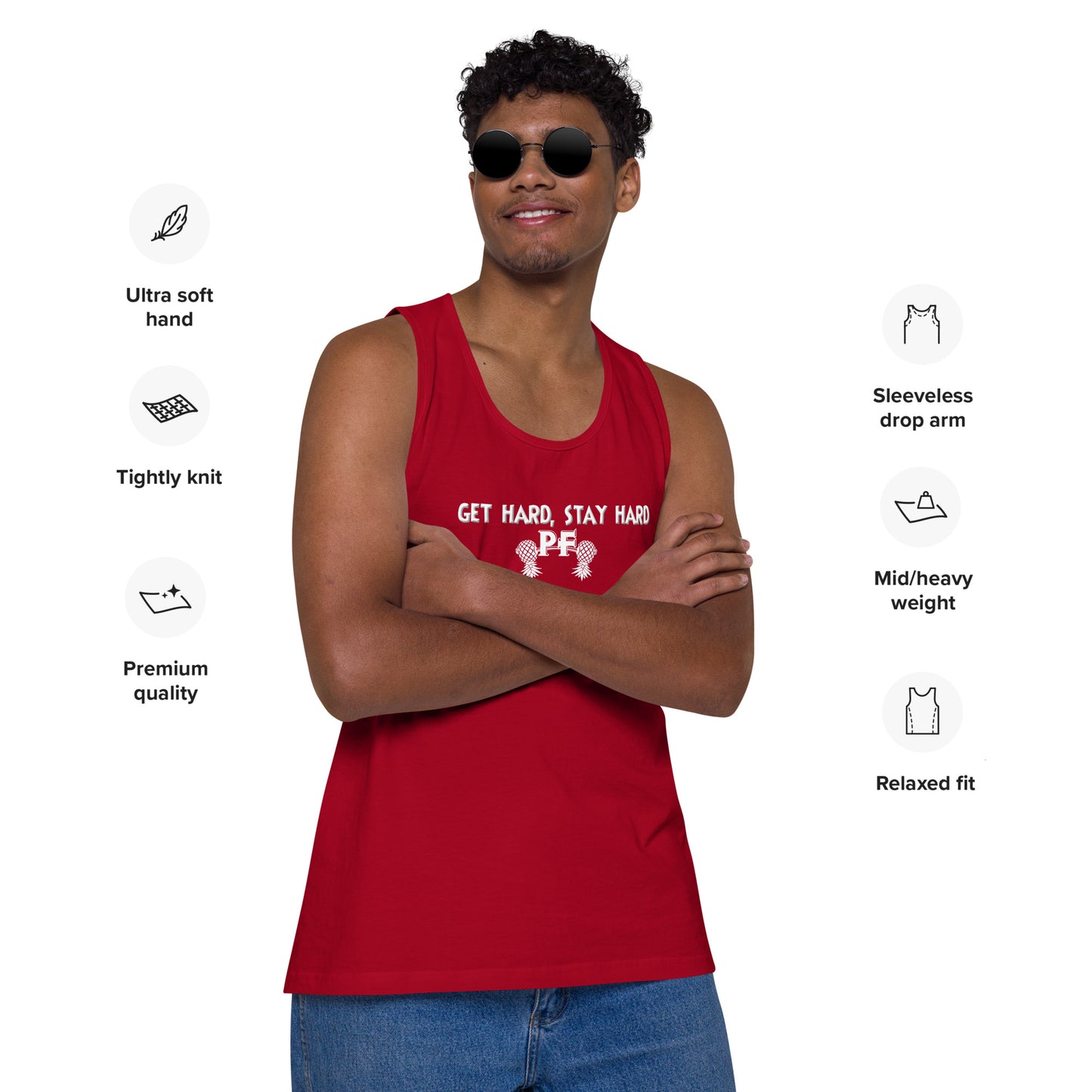 Get Hard, Stay Hard PF Men’s Premium Tank Top – Pineapple Fitness Lifestyle & ENM Apparel | DK Apparel – DK Apparel lifestyle clothing