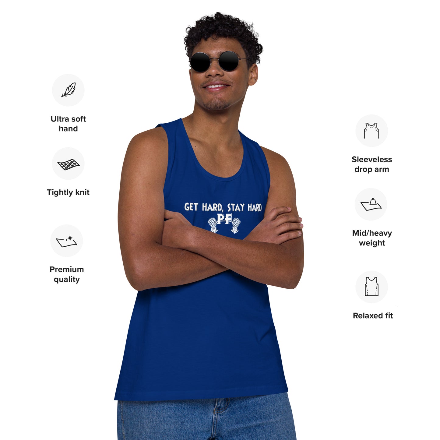 Get Hard, Stay Hard PF Men’s Premium Tank Top – Pineapple Fitness Lifestyle & ENM Apparel | DK Apparel – DK Apparel lifestyle clothing