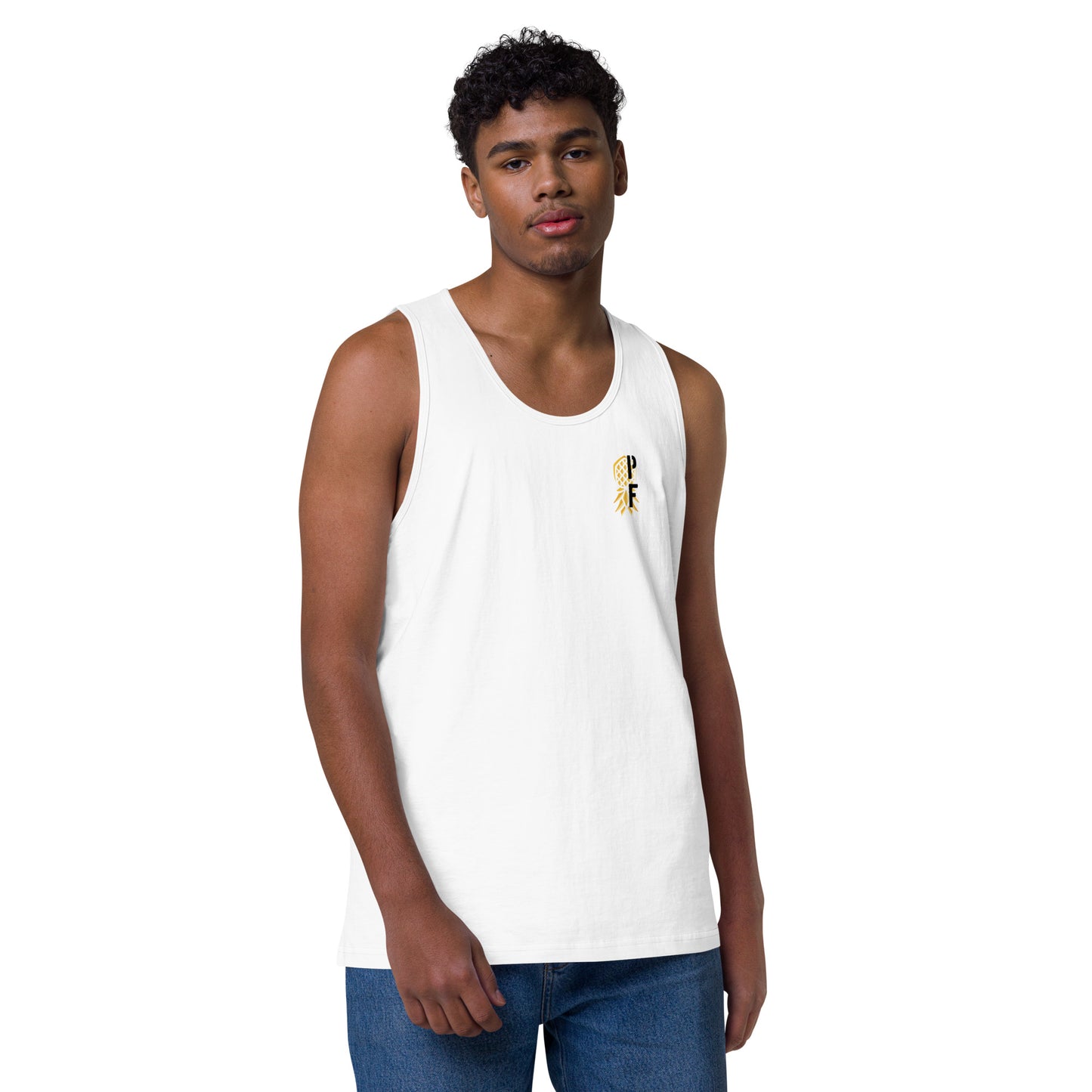 PF Alt Logo Men’s Premium Tank Top – Pineapple Fitness Lifestyle & ENM Apparel | DK Apparel – DK Apparel lifestyle clothing