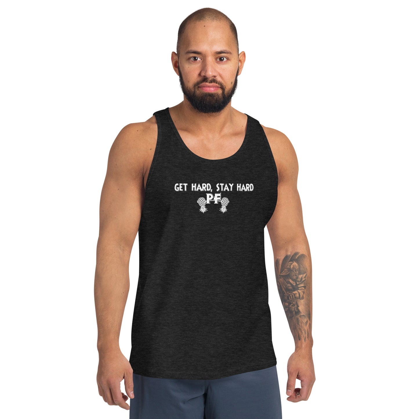 Get Hard, Stay Hard PF Men’s Tank Top – Pineapple Fitness Lifestyle & ENM Apparel | DK Apparel – DK Apparel lifestyle clothing