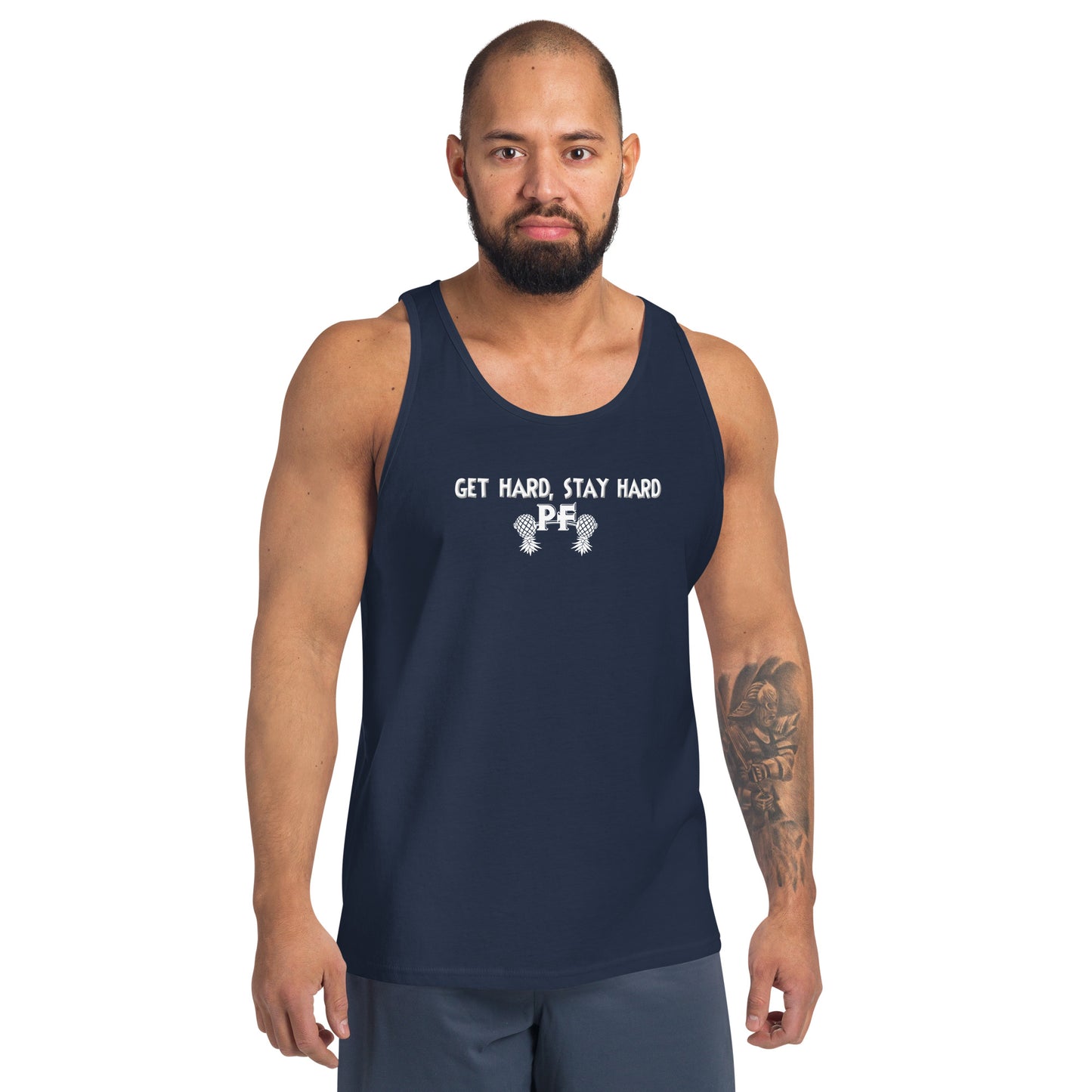 Get Hard, Stay Hard PF Men’s Tank Top – Pineapple Fitness Lifestyle & ENM Apparel | DK Apparel – DK Apparel lifestyle clothing