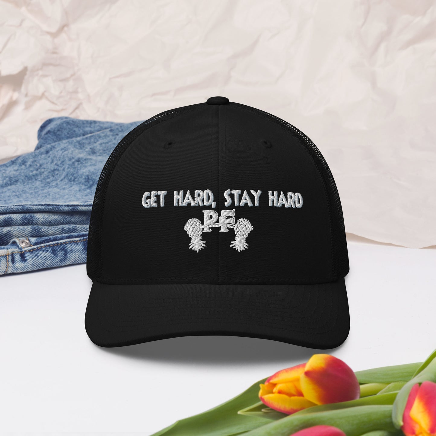 Get Hard, Stay Hard PF Snapback Hat – Embroidered | Pineapple Fitness Lifestyle Headwear by DK Apparel – DK Apparel lifestyle clothing