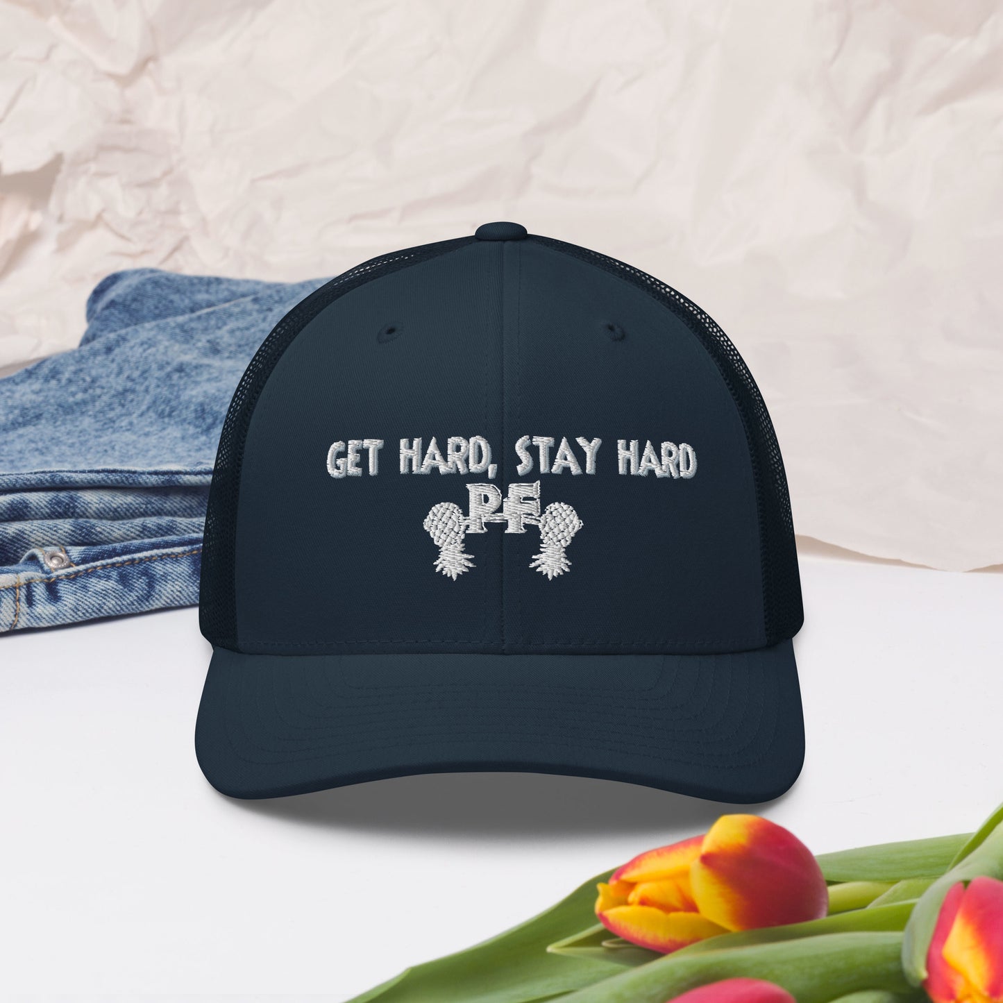 Get Hard, Stay Hard PF Snapback Hat – Embroidered | Pineapple Fitness Lifestyle Headwear by DK Apparel – DK Apparel lifestyle clothing