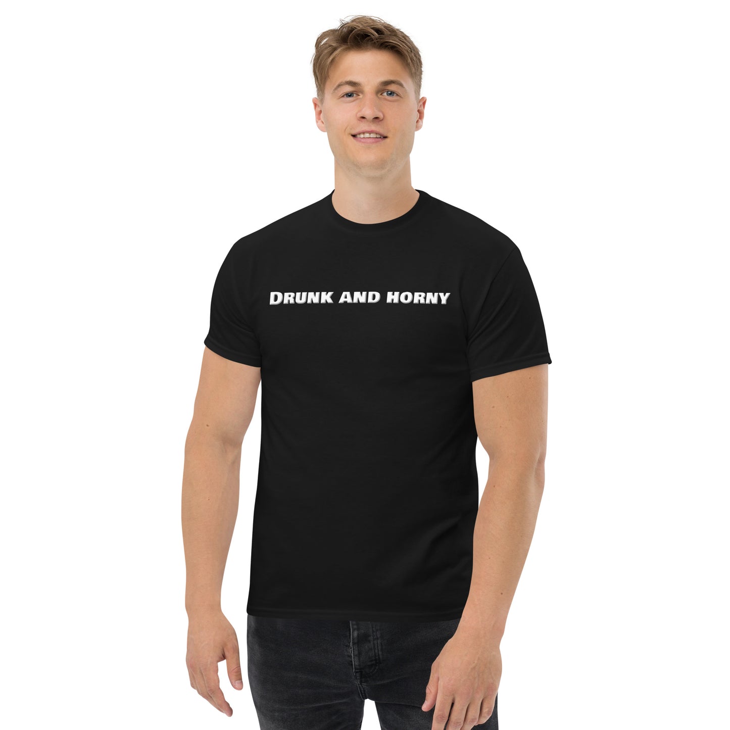Drunk And Horny Classic T-Shirt | Funny Swinger & ENM Lifestyle Apparel – DK Apparel – DK Apparel lifestyle clothing