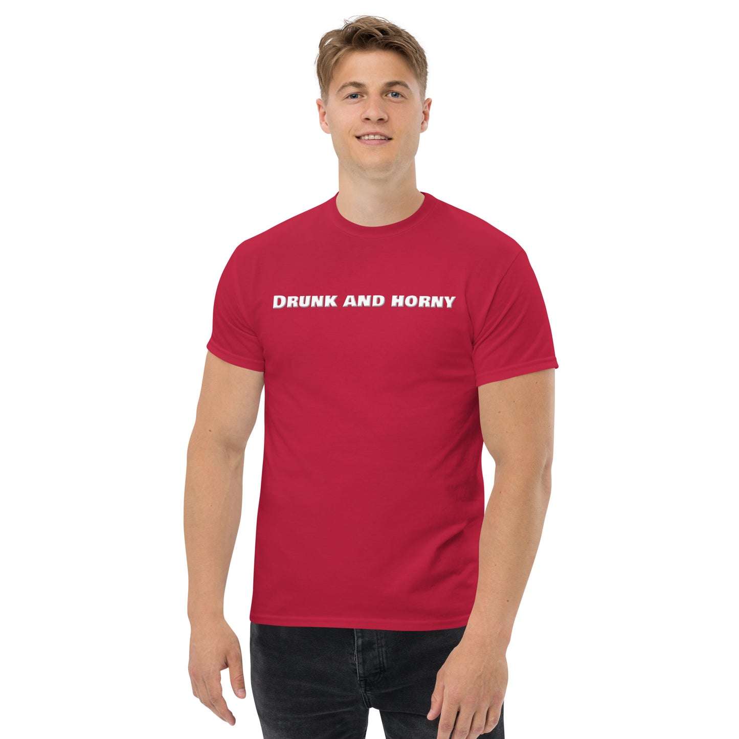 Drunk And Horny Classic T-Shirt | Funny Swinger & ENM Lifestyle Apparel – DK Apparel – DK Apparel lifestyle clothing