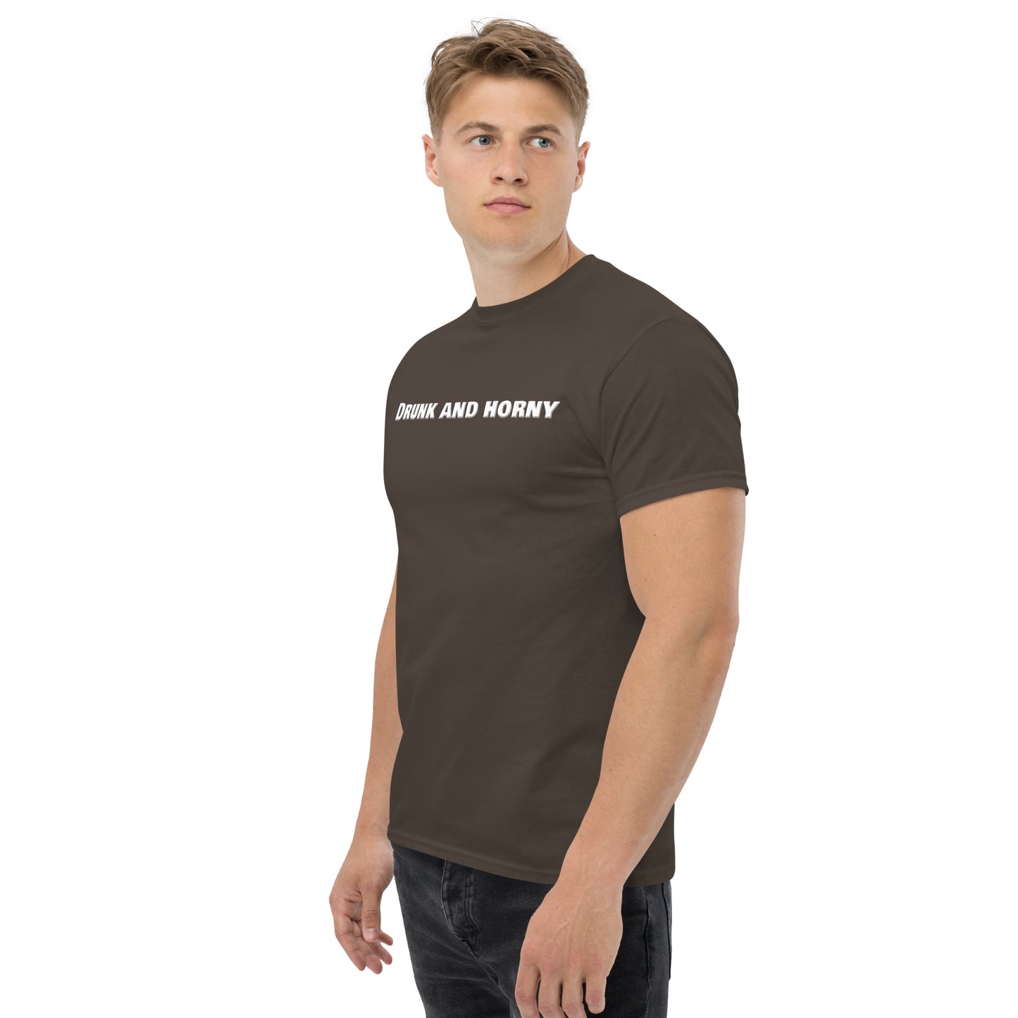 Drunk And Horny Classic T-Shirt | Funny Swinger & ENM Lifestyle Apparel – DK Apparel – DK Apparel lifestyle clothing