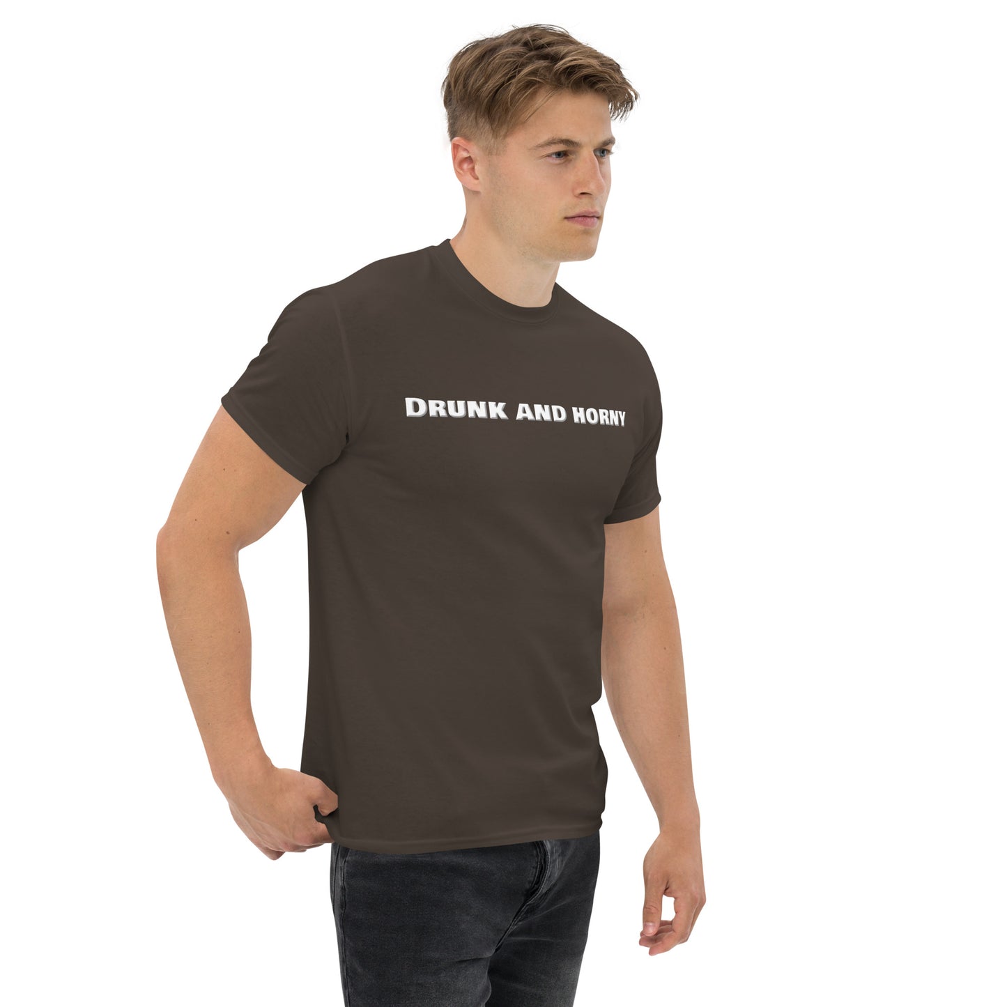 Drunk And Horny Classic T-Shirt | Funny Swinger & ENM Lifestyle Apparel – DK Apparel – DK Apparel lifestyle clothing
