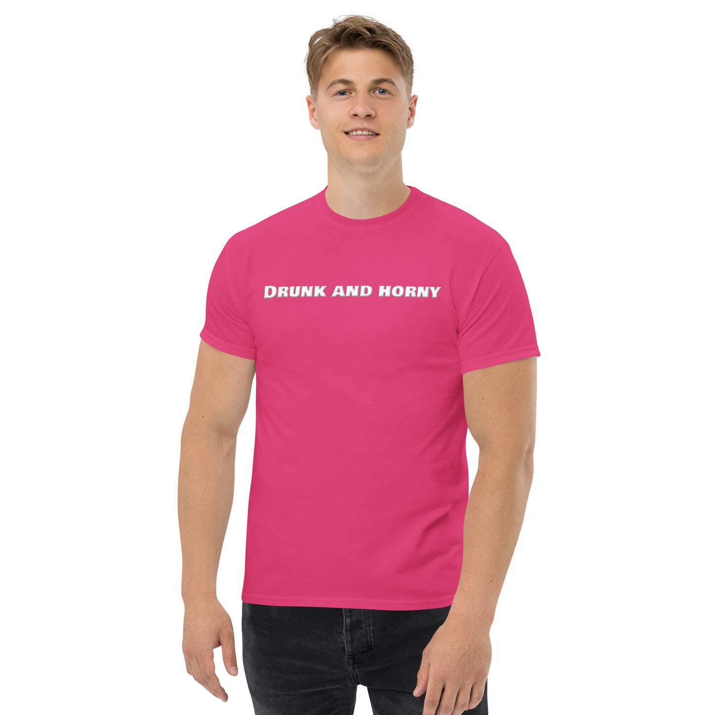 Drunk And Horny Classic T-Shirt | Funny Swinger & ENM Lifestyle Apparel – DK Apparel – DK Apparel lifestyle clothing