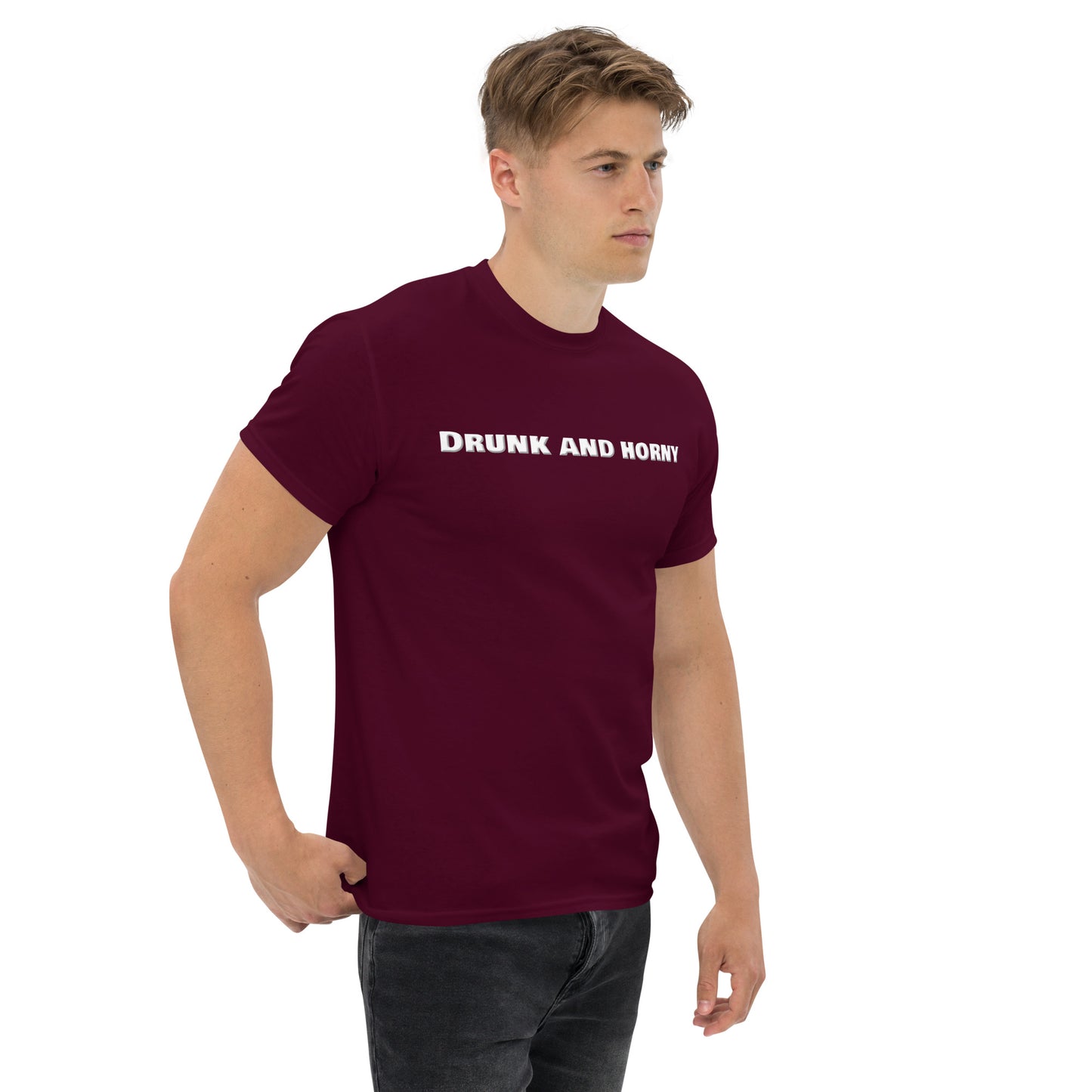 Drunk And Horny Classic T-Shirt | Funny Swinger & ENM Lifestyle Apparel – DK Apparel – DK Apparel lifestyle clothing
