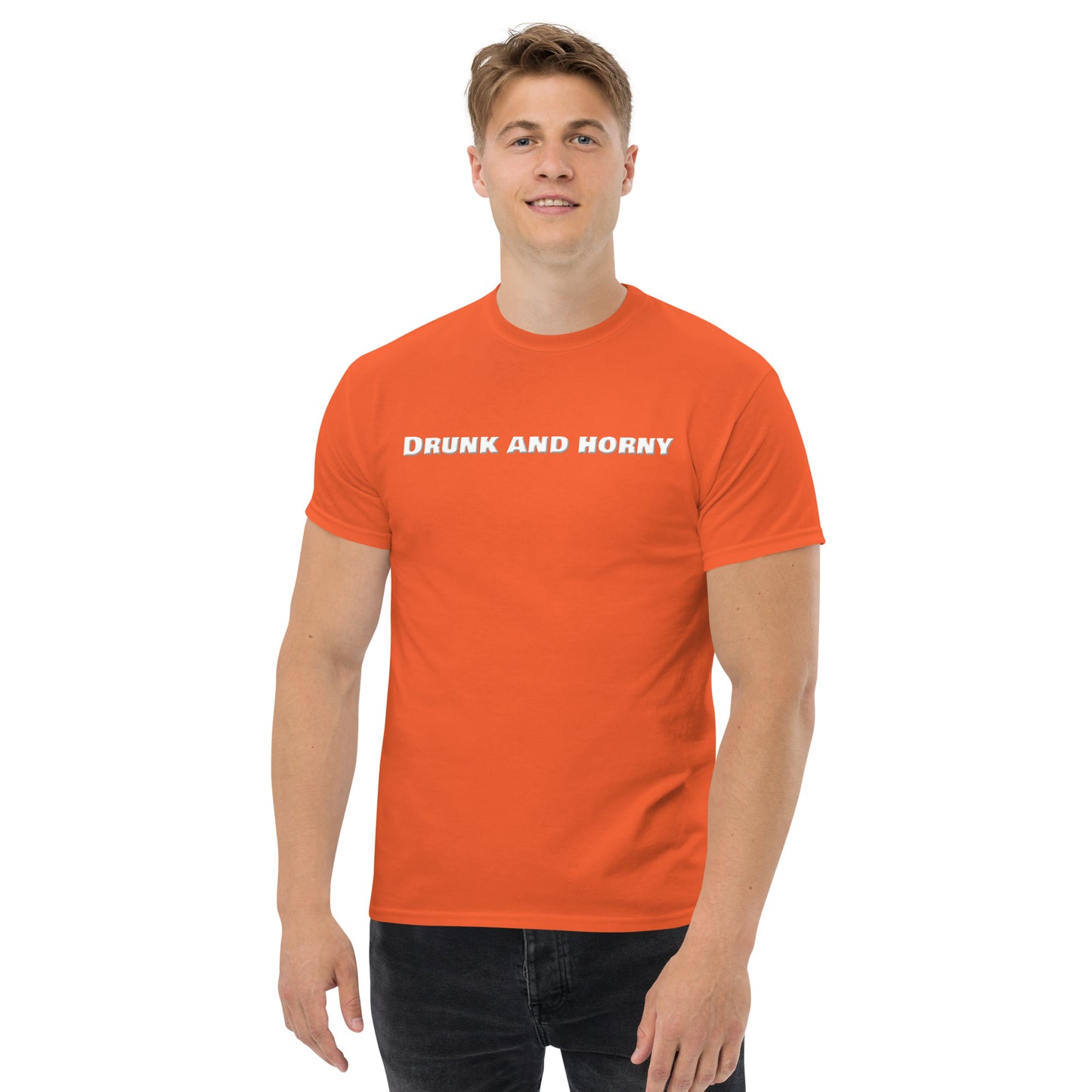 Drunk And Horny Classic T-Shirt | Funny Swinger & ENM Lifestyle Apparel – DK Apparel – DK Apparel lifestyle clothing