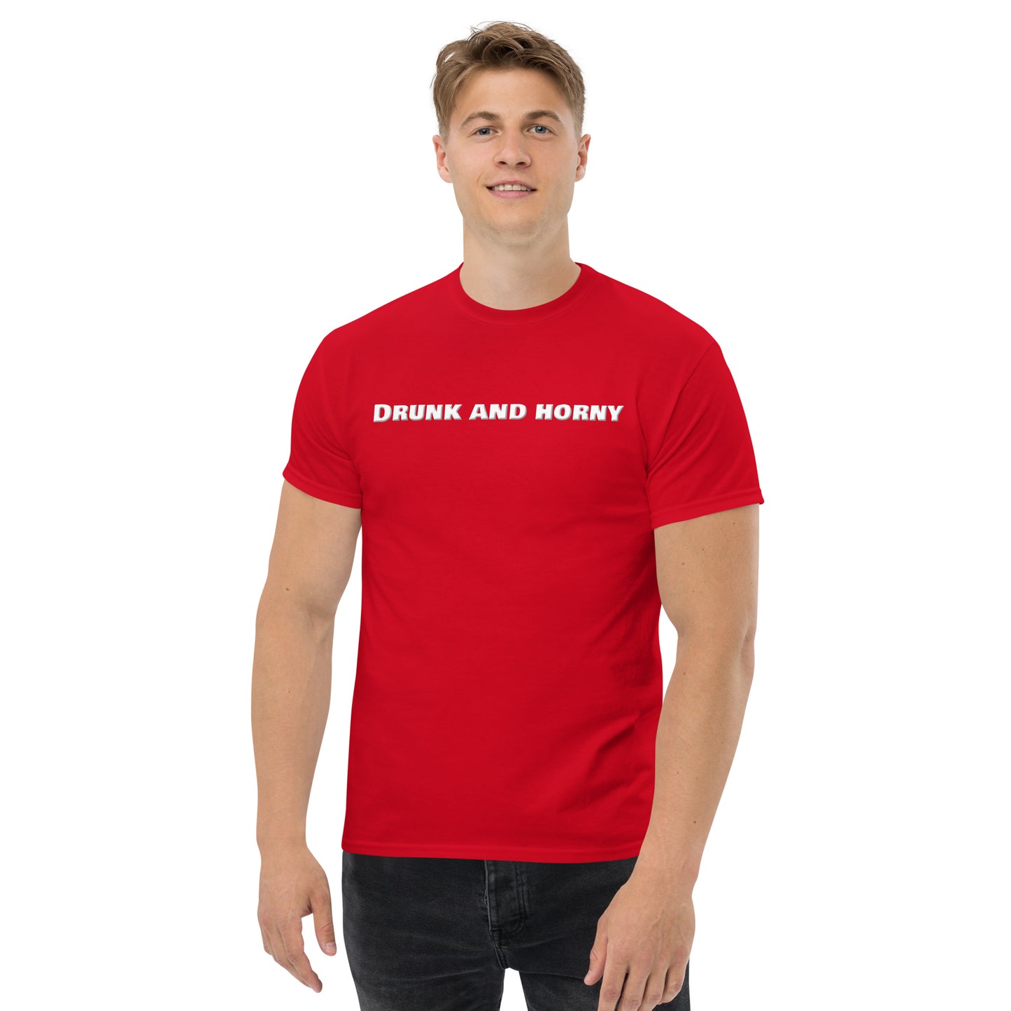 Drunk And Horny Classic T-Shirt | Funny Swinger & ENM Lifestyle Apparel – DK Apparel – DK Apparel lifestyle clothing