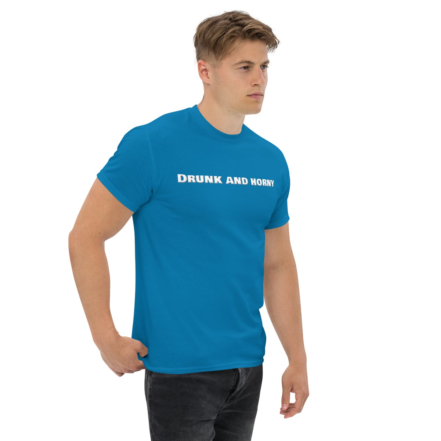 Drunk And Horny Classic T-Shirt | Funny Swinger & ENM Lifestyle Apparel – DK Apparel – DK Apparel lifestyle clothing