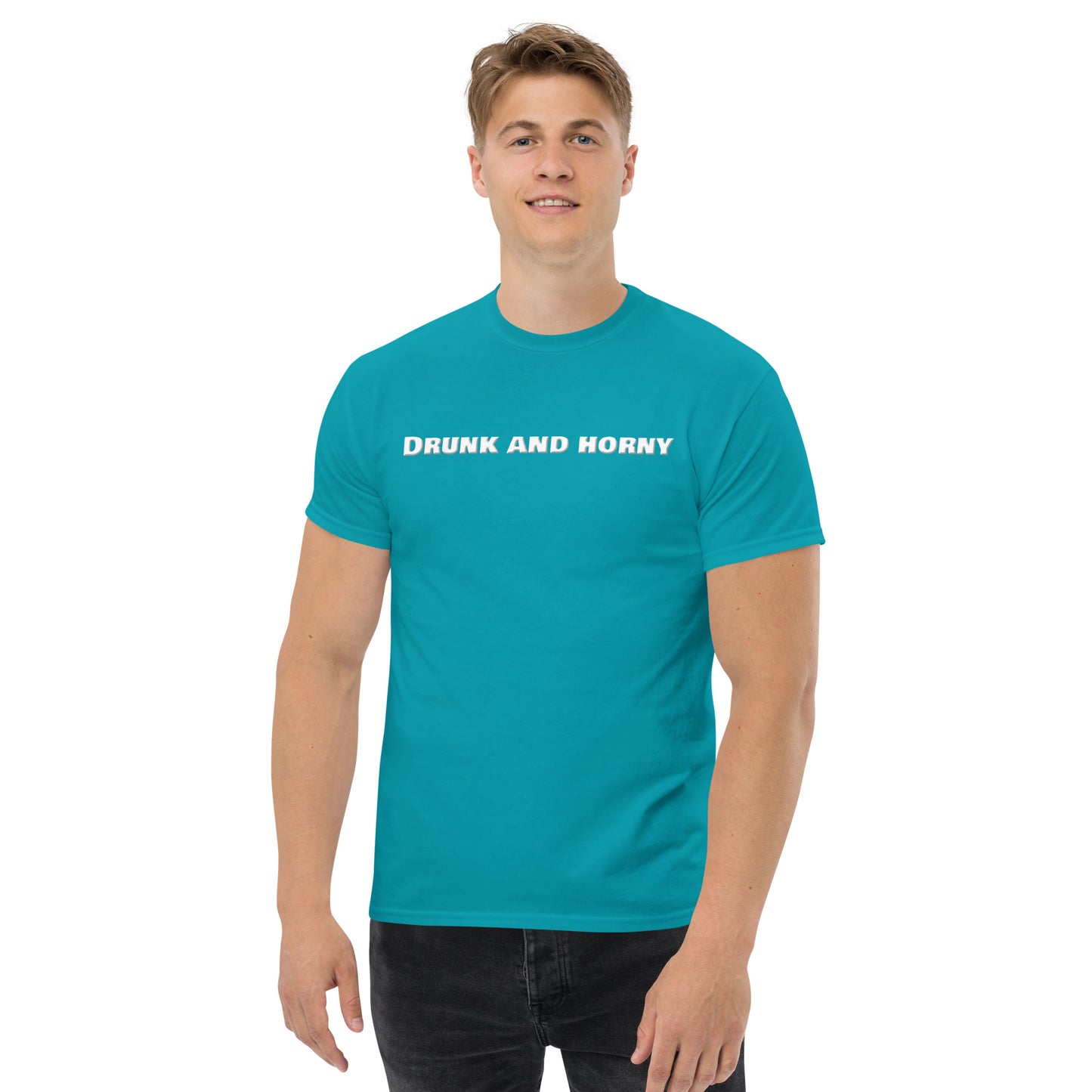 Drunk And Horny Classic T-Shirt | Funny Swinger & ENM Lifestyle Apparel – DK Apparel – DK Apparel lifestyle clothing