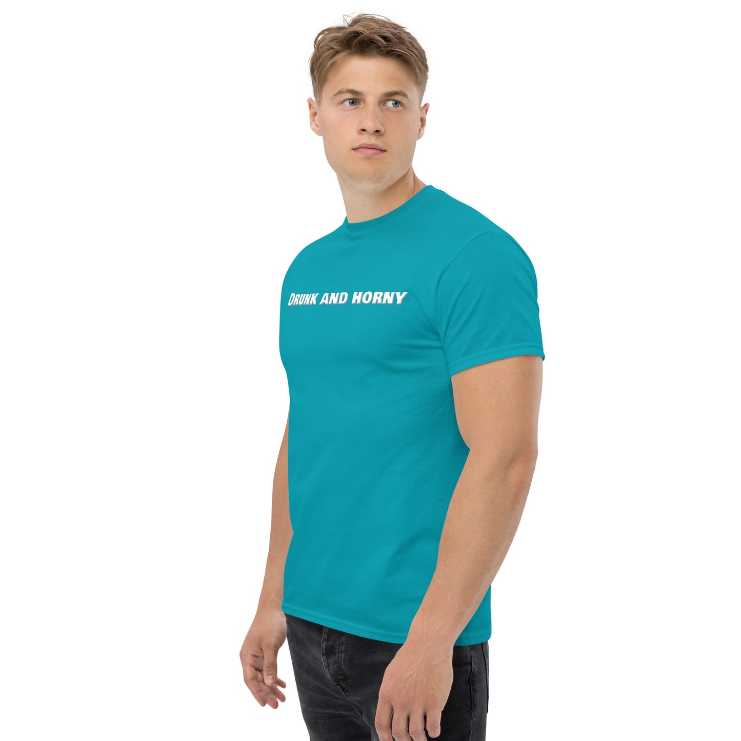 Drunk And Horny Classic T-Shirt | Funny Swinger & ENM Lifestyle Apparel – DK Apparel – DK Apparel lifestyle clothing
