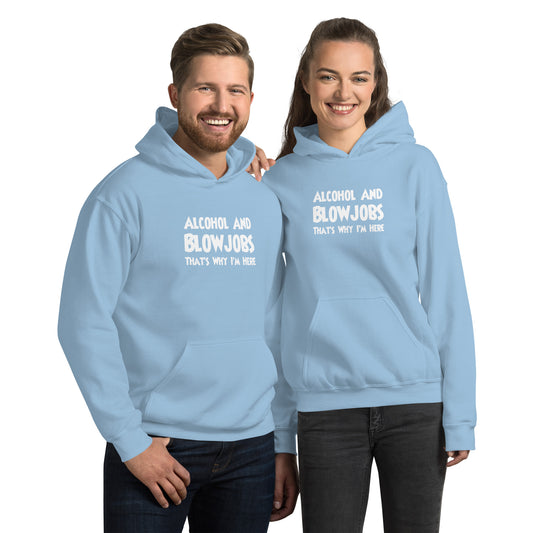 Alcohol and Blowjobs Unisex Hoodie | Swinger & ENM Lifestyle Apparel – DK Apparel – DK Apparel lifestyle clothing