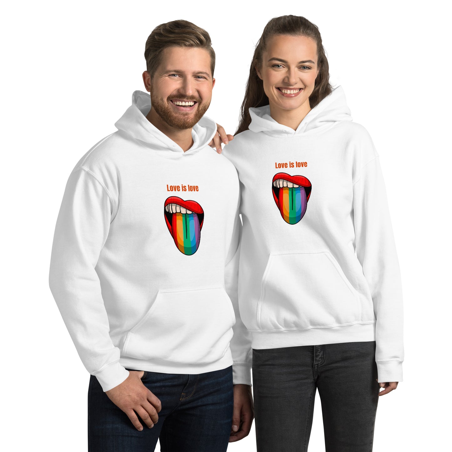 Love Is Love Open Mouth Unisex Hoodie | Pride, Swinger & ENM Lifestyle Apparel – DK Apparel – DK Apparel lifestyle clothing