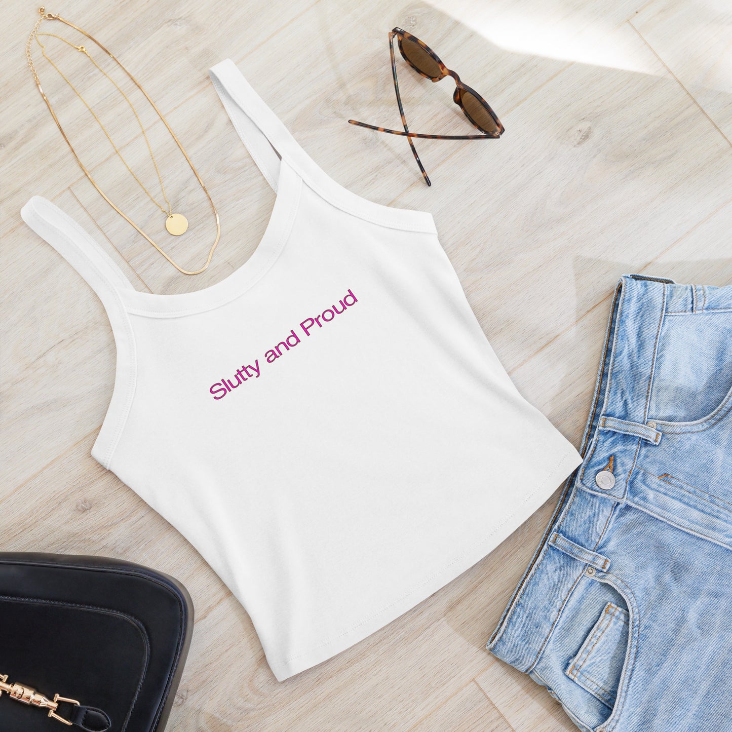 Slutty And Proud Women’s Micro-Rib Tank Top | Swinger & ENM Lifestyle Apparel – DK Apparel – DK Apparel lifestyle clothing