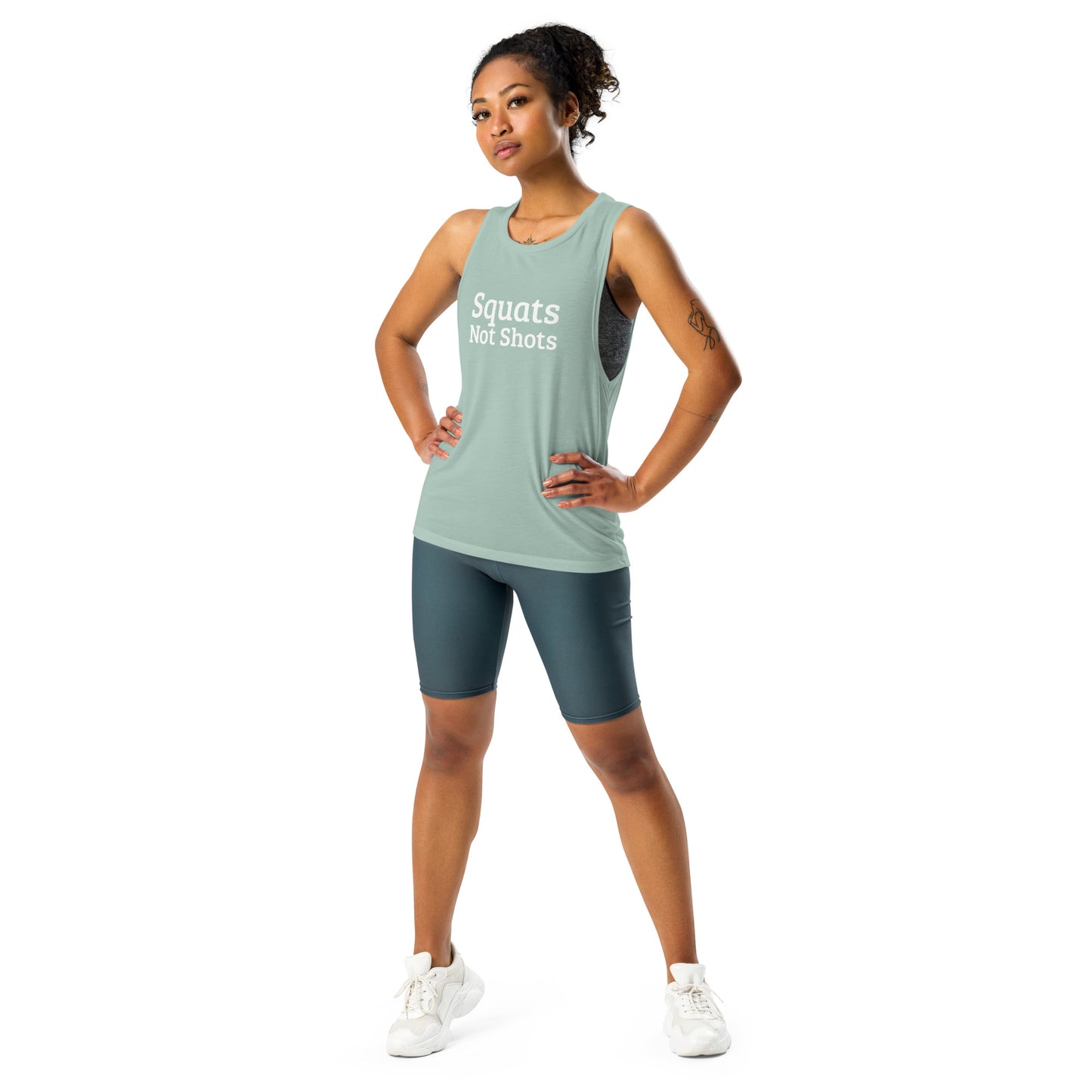 Squats Not Shots Ladies’ Muscle Tank – DK Apparel lifestyle clothing