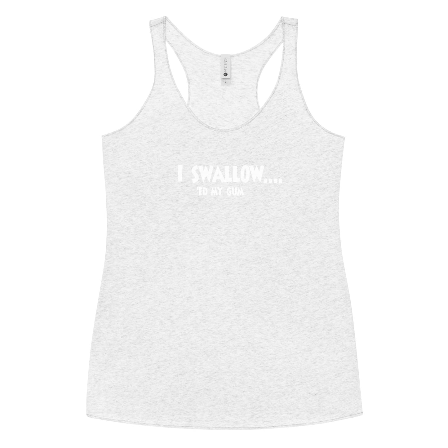 I Swallow…’Ed My Gum Women’s Racerback Tank | Funny Swinger & ENM Lifestyle Apparel – DK Apparel – DK Apparel lifestyle clothing