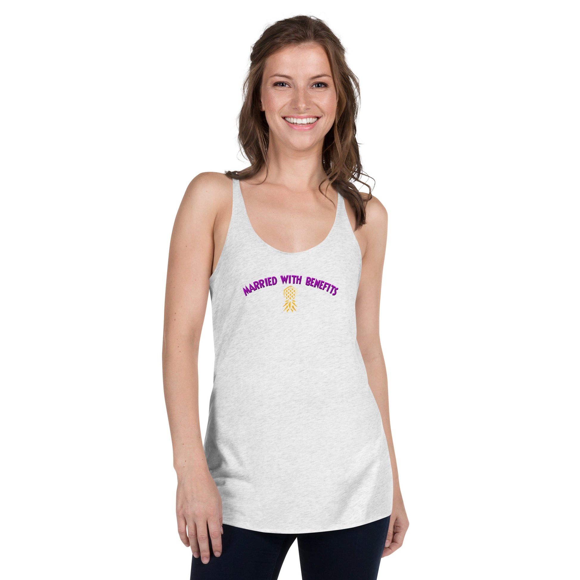 Married With Benefits Women’s Racerback Tank | Swinger & ENM Lifestyle Apparel – DK Apparel – DK Apparel lifestyle clothing