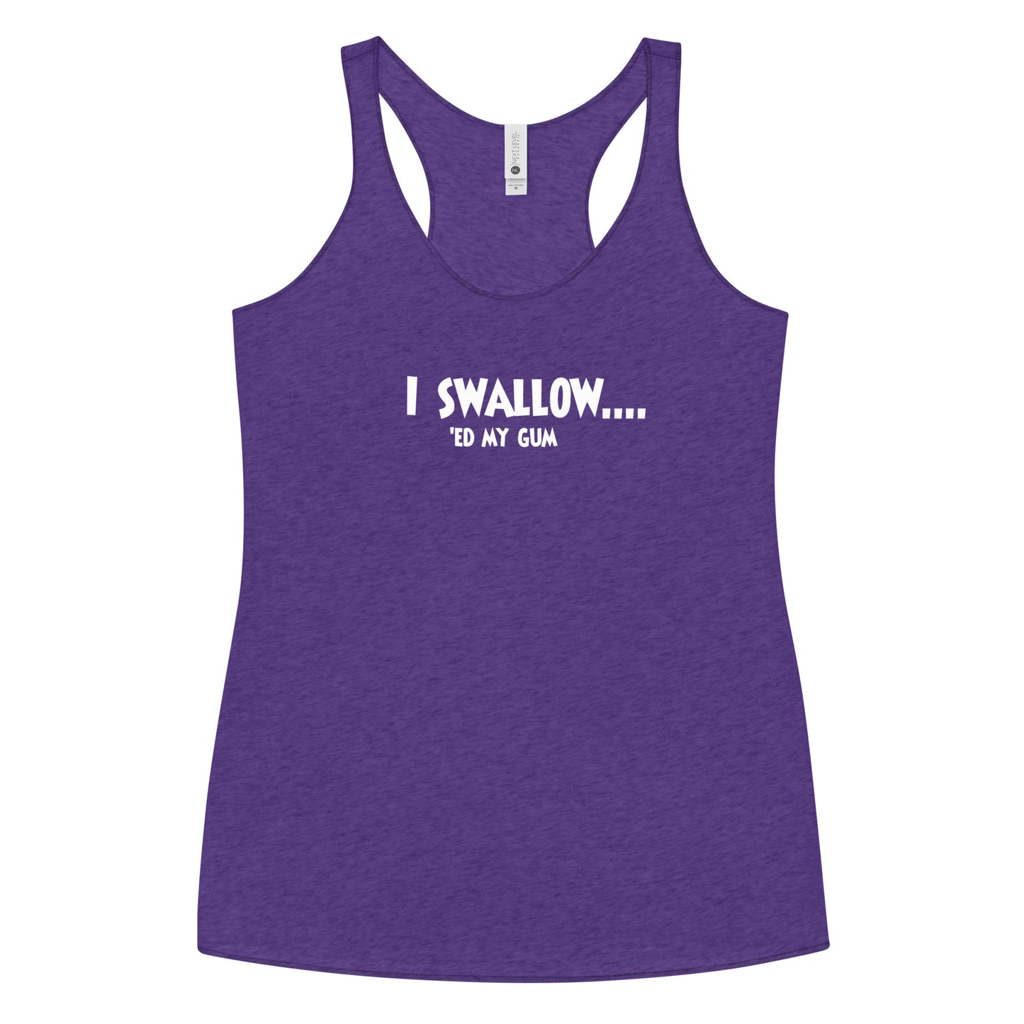 I Swallow…’Ed My Gum Women’s Racerback Tank | Funny Swinger & ENM Lifestyle Apparel – DK Apparel – DK Apparel lifestyle clothing