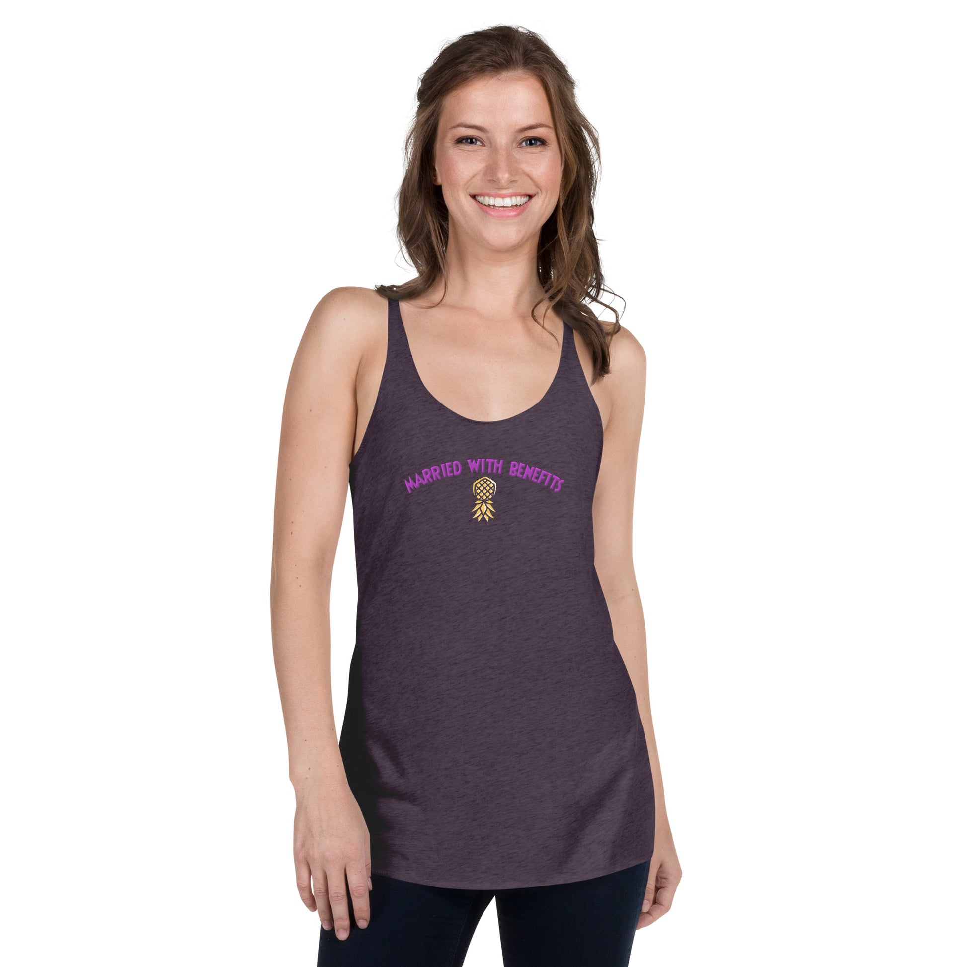 Married With Benefits Women’s Racerback Tank | Swinger & ENM Lifestyle Apparel – DK Apparel – DK Apparel lifestyle clothing