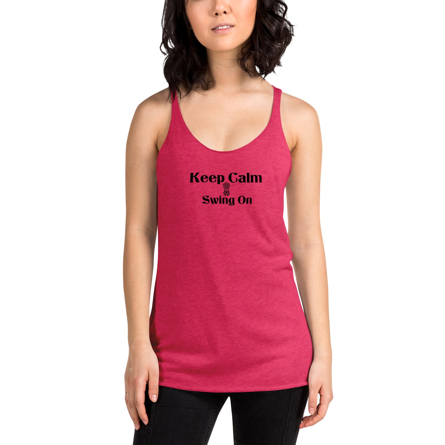 Keep Calm, Swing On Women's Racerback Tank | Swinger & ENM Lifestyle Apparel – DK Apparel – DK Apparel lifestyle clothing