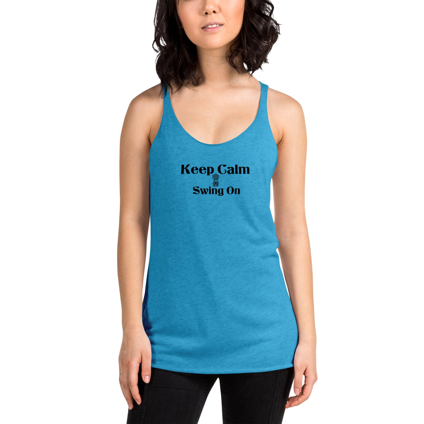 Keep Calm, Swing On Women's Racerback Tank | Swinger & ENM Lifestyle Apparel – DK Apparel – DK Apparel lifestyle clothing
