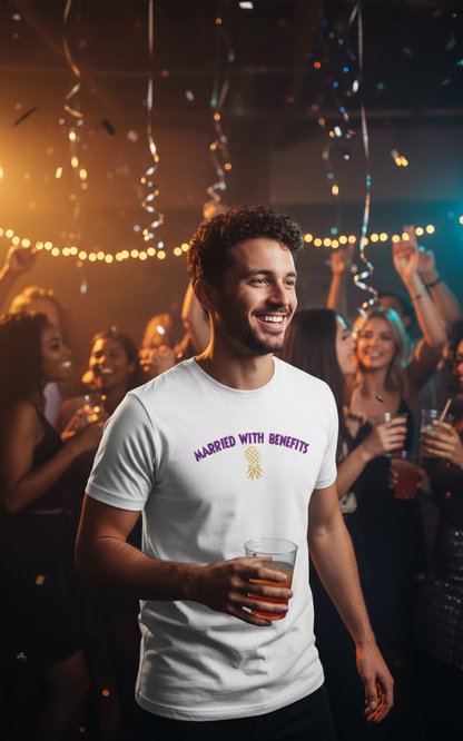 Married With Benefits Short Sleeve Fitted T-Shirt | Swinger & ENM Lifestyle Apparel – DK Apparel