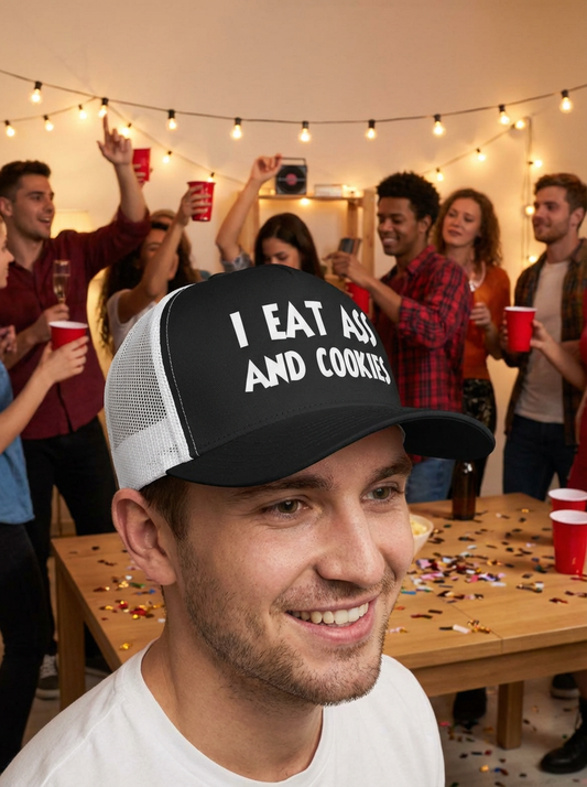 I Eat Ass And Cookies Snapback Hat | Swinger & ENM Lifestyle Headwear – DK Apparel