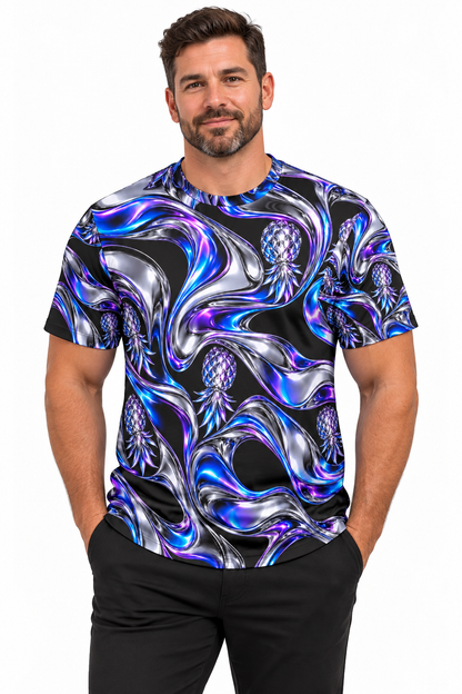 Chrome Pineapple Electric Blue Men's Short Sleeve T-shirt