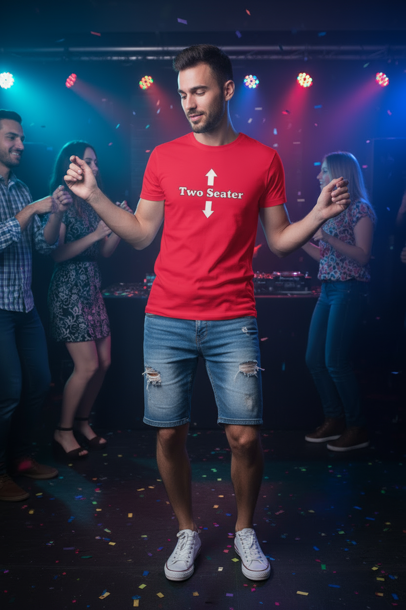 Two Seater Short Sleeve Fitted T-Shirt | Swinger & ENM Lifestyle Apparel – DK Apparel-DK Apparel