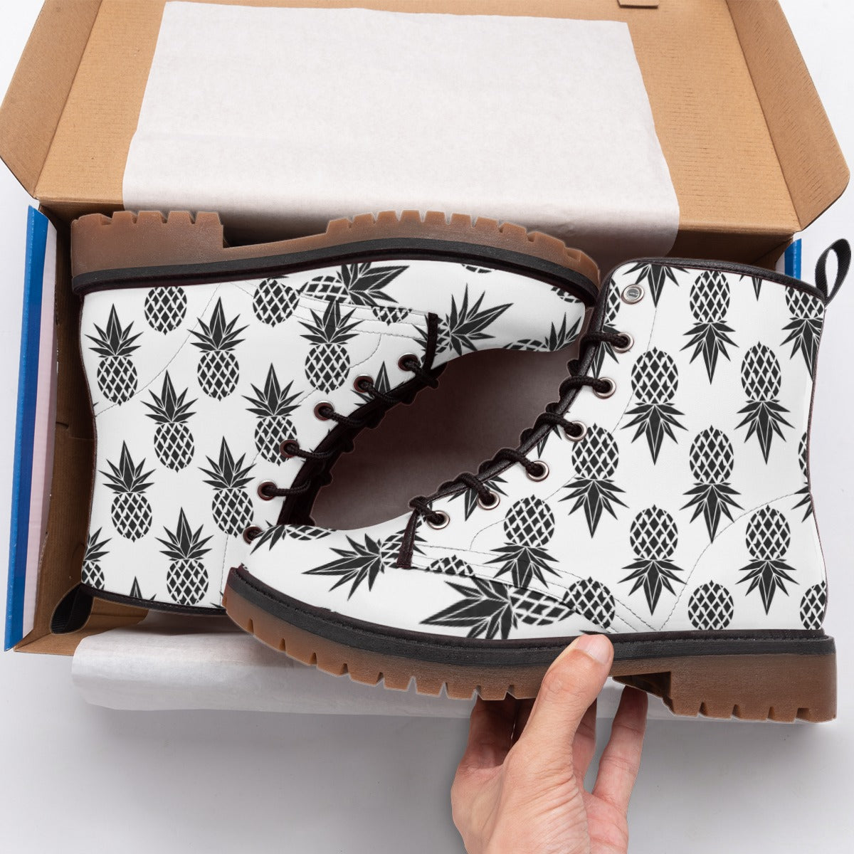 Pineapple Black/White Women's Martin Short Boots