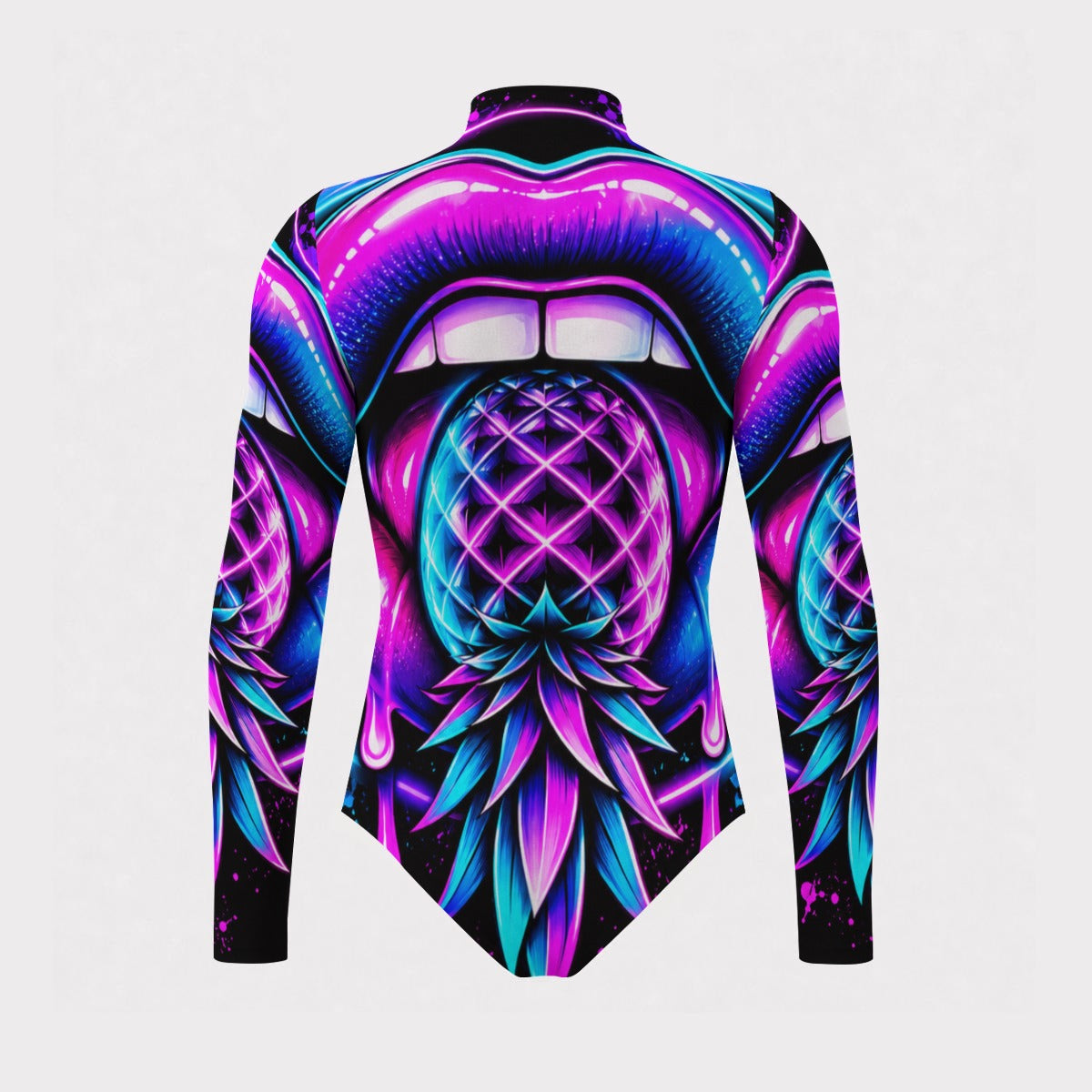 Pineapple Rave Men's Mesh Turtleneck Long Sleeve Bodysuit