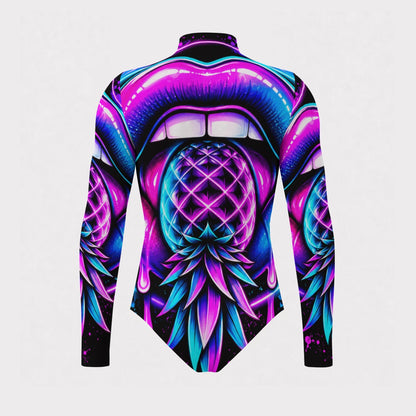 Pineapple Rave Men's Mesh Turtleneck Long Sleeve Bodysuit
