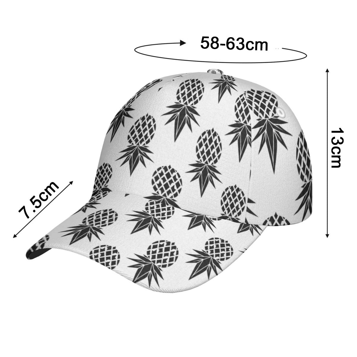 Pineapple Black/White Adjustable Hat