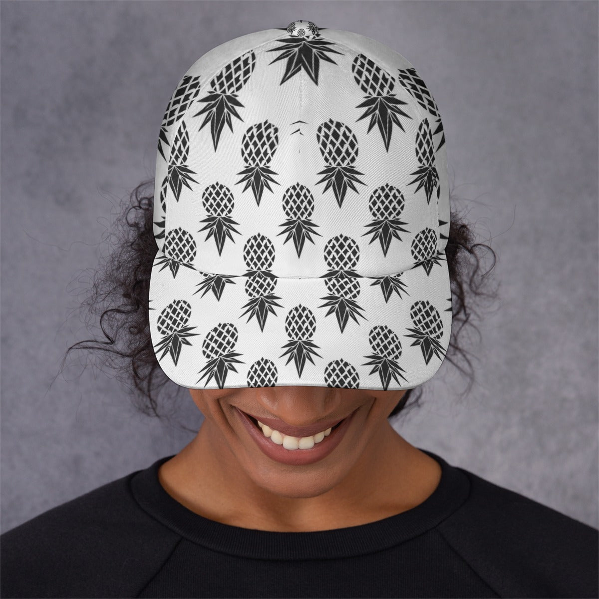 Pineapple Black/White Adjustable Hat