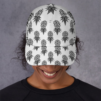 Pineapple Black/White Adjustable Hat