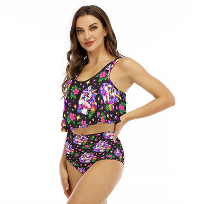 Electric Unicorn Women's Ruffled Vest Bikini Swimsuit
